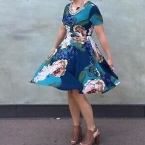 Corey Lynn Calter Teal and Emerald Dress Floral Size 6